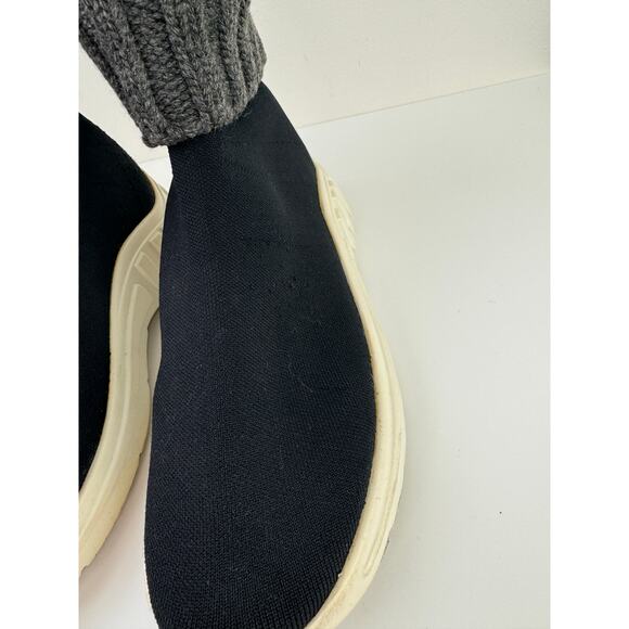 MIU MIU PRADA BLACK / GRAY KNIT 5T285C LETTERING LOGO SOCK HI TOP SNEAKERS 37 - Picture 4 of 12